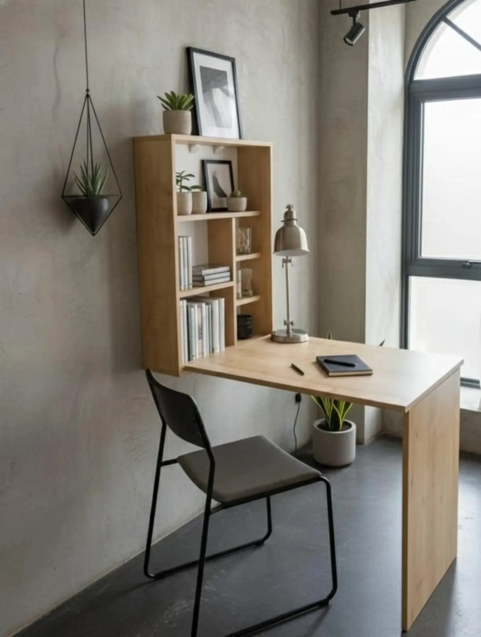 Wall Mounted Adjustable Folding Desk with Storage Shelves Multi-Purpose Murphy Desk for Small Apartments & Home Office OEM