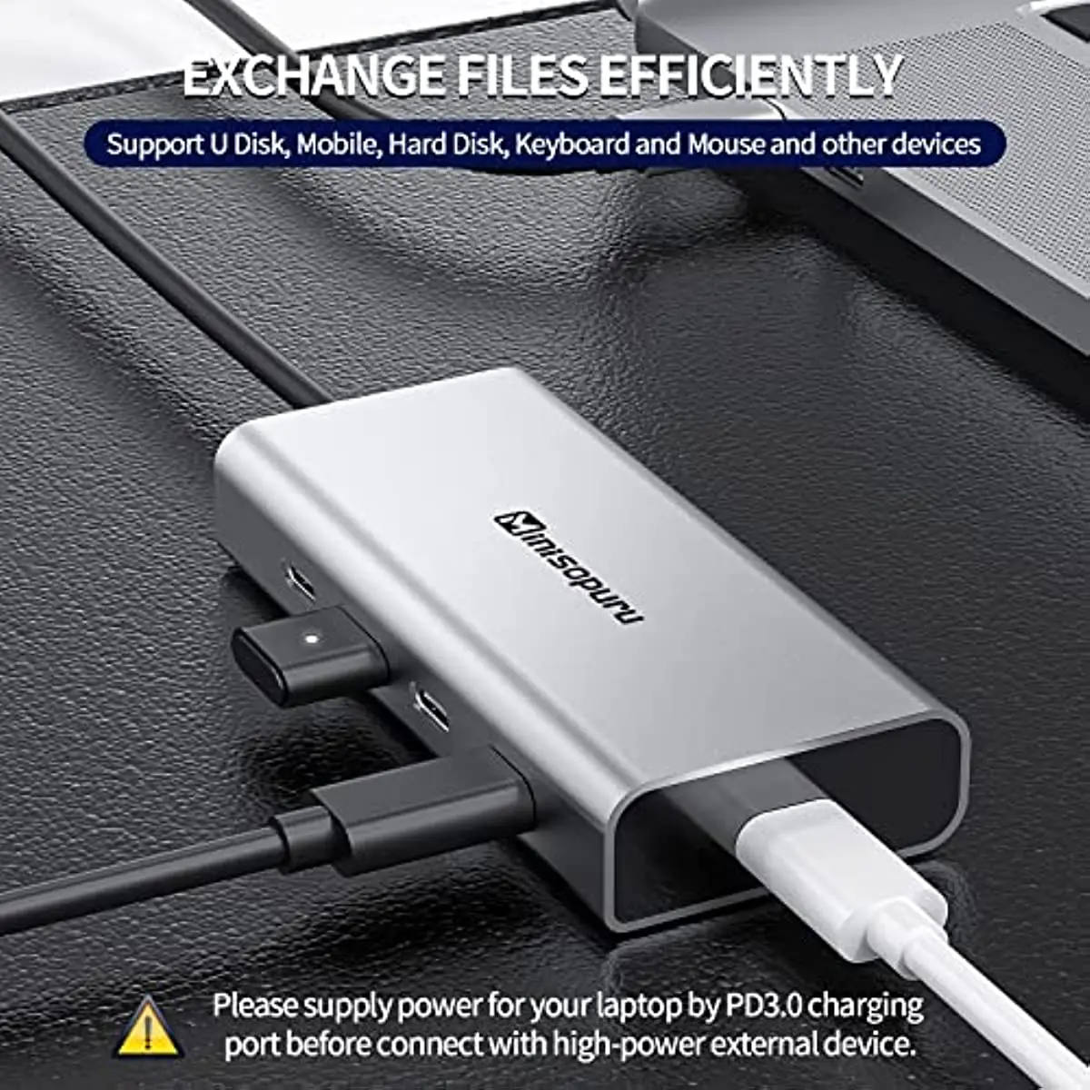 Imagem -06 - Minisopuru Usb c Hub 10gbps tipo c para Usb 3.2 pd 100w Divisor Adaptador Porto Docking Station para Macbook Pro Imac pc Acessórios Hub Usb