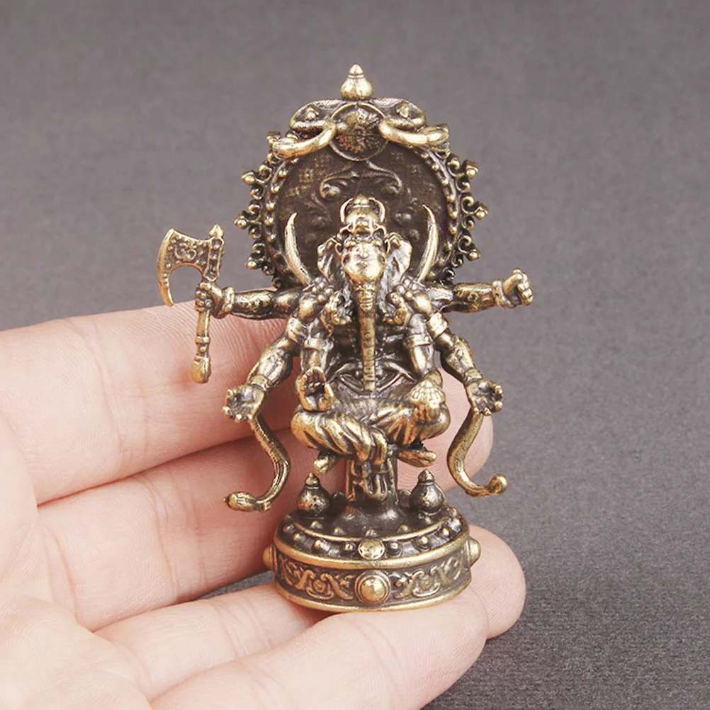 

1 Piece Brass Ganesha Statue Elephant Head God Sculpture for Home Office Decor Indian Temple Decoration Desktop Ornament