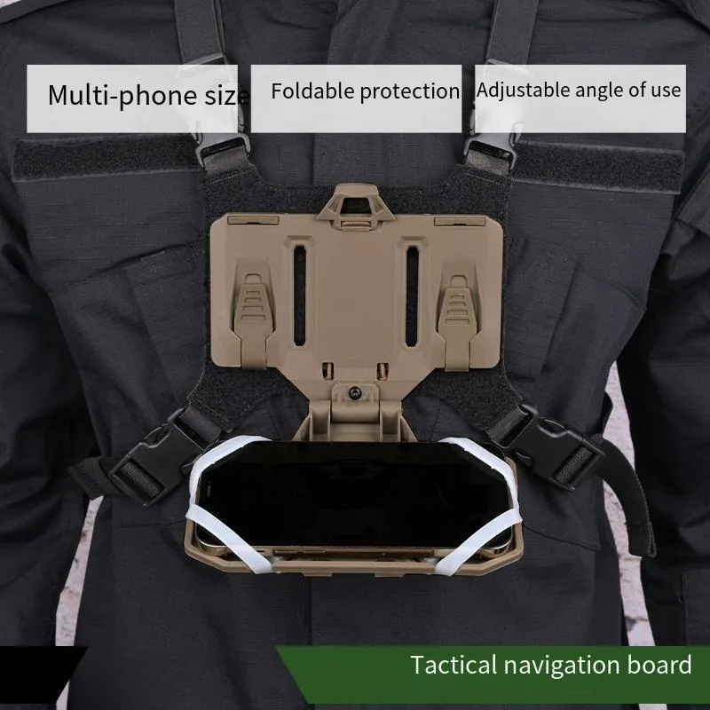 MOLLE Mounted Tactical Navigation Board Universal Chest Rig Attached Foldable Phone Holder for Tactical Vest Outdoor Durable