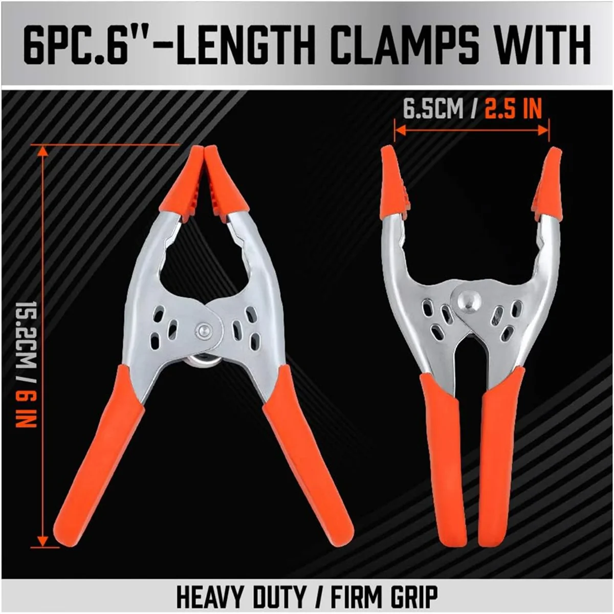 

ABYA 6pcs 6Inch Spring Clamp, Heavy Duty Spring Metal Spring Clamps, 2.5-Inch Jaw Opening