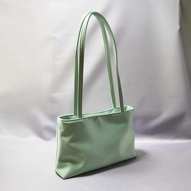  Silk Satin Commuter Tote Bag Versatile Handbag Underarm Square Bag Macaron Color Garden Bag Style for Daily Use
