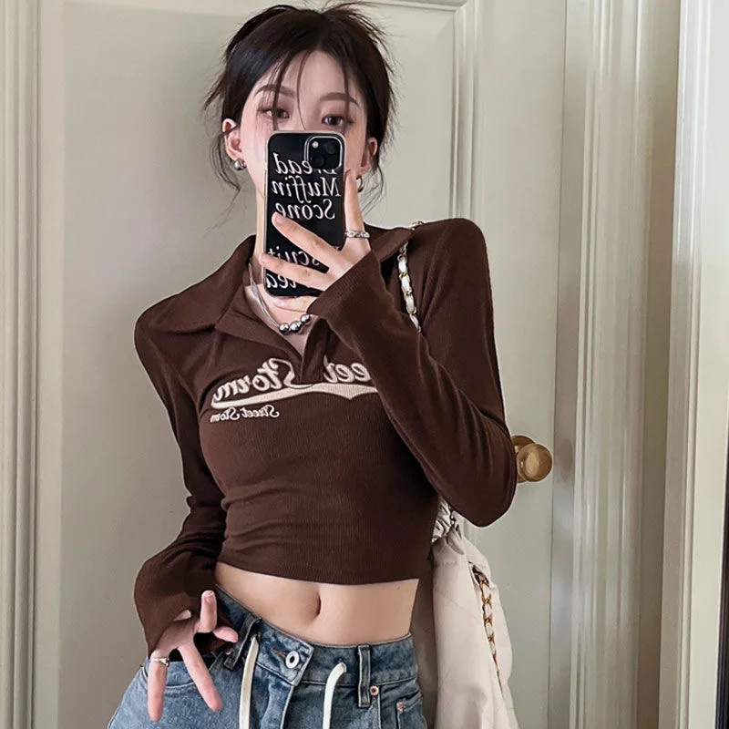 Y2k Tshirts Woman Long Sleeve T-shirts Sexy Crop Tops Harajuku Ulzzang Street Slim Women Korean T-shirt Blusas Mujer De Moda