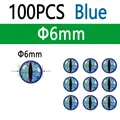 100pcs Blue 6mm