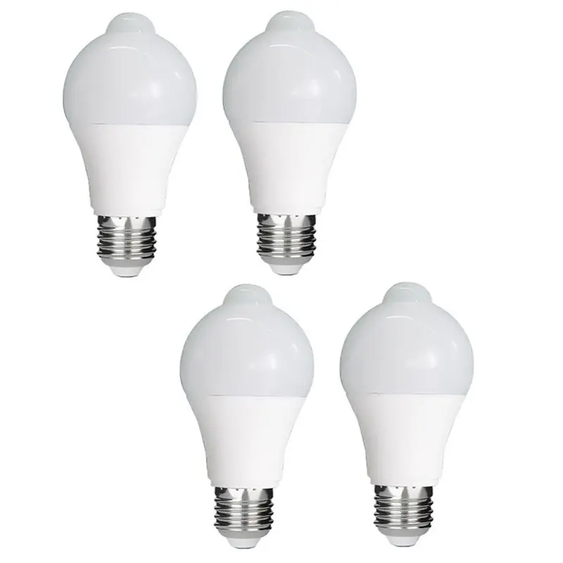 

Светодиодные лампы с датчиком движения HLZS-Security Light, совместимые с E27, 4 шт., 220 В, умные лампы, работающие ночью, для крыльца, лестниц, гаража
