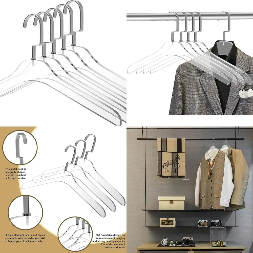 

Стильные матовые серебряные вешалки для костюмов с серебряными крючками, 5 шт. для организации одежды и гардероба