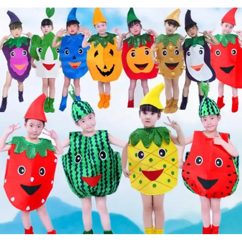 Bambini adulto fragola frutta Costume vestito operato vestito partito Halloween vestito Performance sul palco abbigliamento regali per la giornata dei bambini