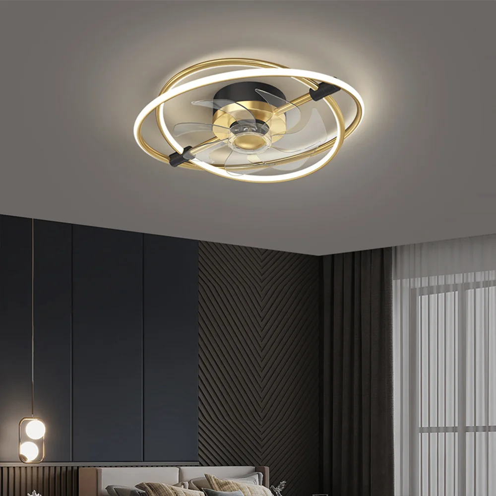 Nordic Decorative Study Ceiling Lamp Fan Chandelier Bedroom Dining Room Living Room Integrated Electric Fan Lamp Remote Control