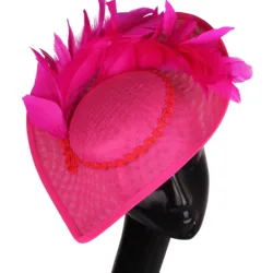 Fascinator różowe pióra kapelusze damskie eleganckie spinki do włosów Kentucky Derby imprezowa, koktajlowa akcesoria do włosów