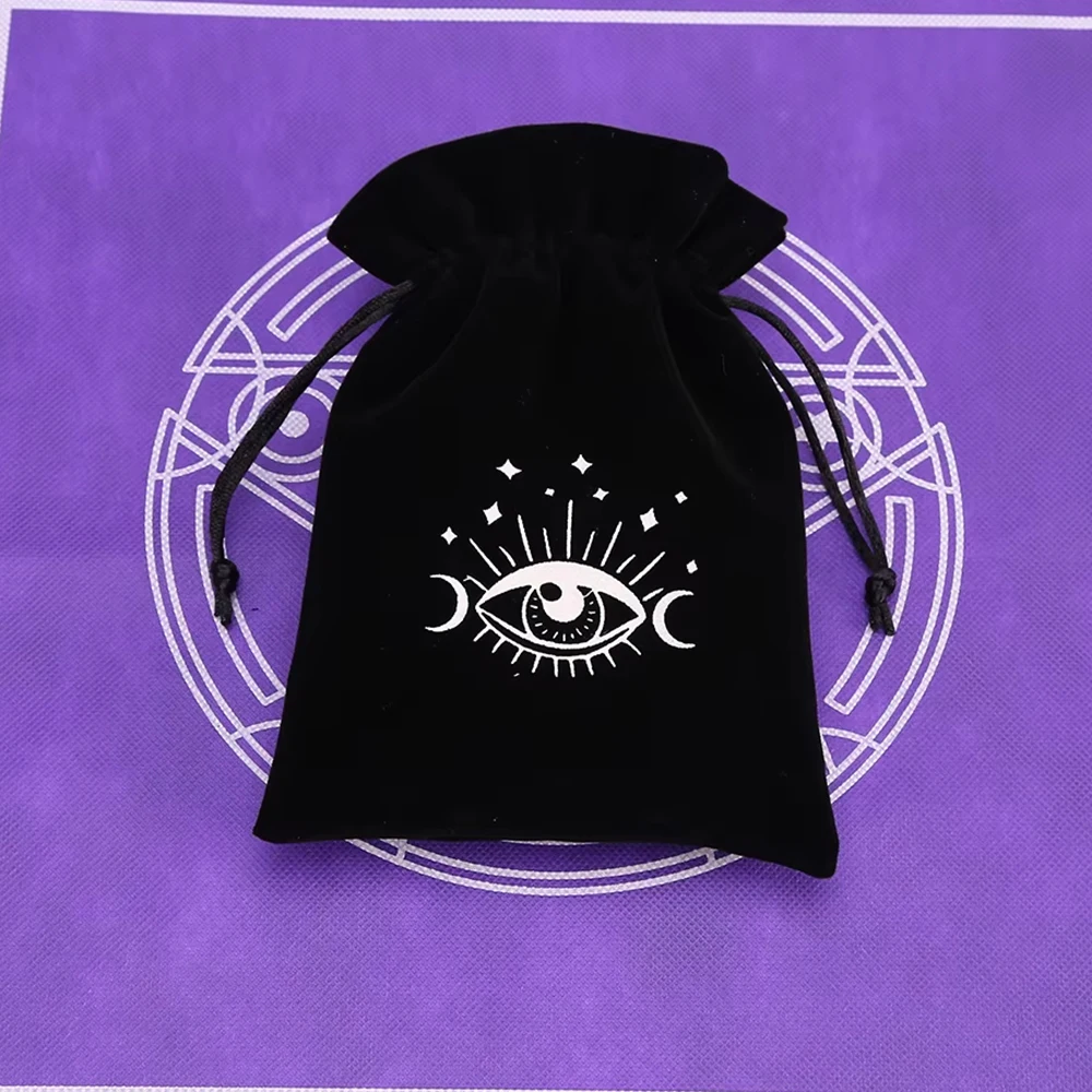 Velvet Drawstring Tarot Storage Bag with Embroidery Design