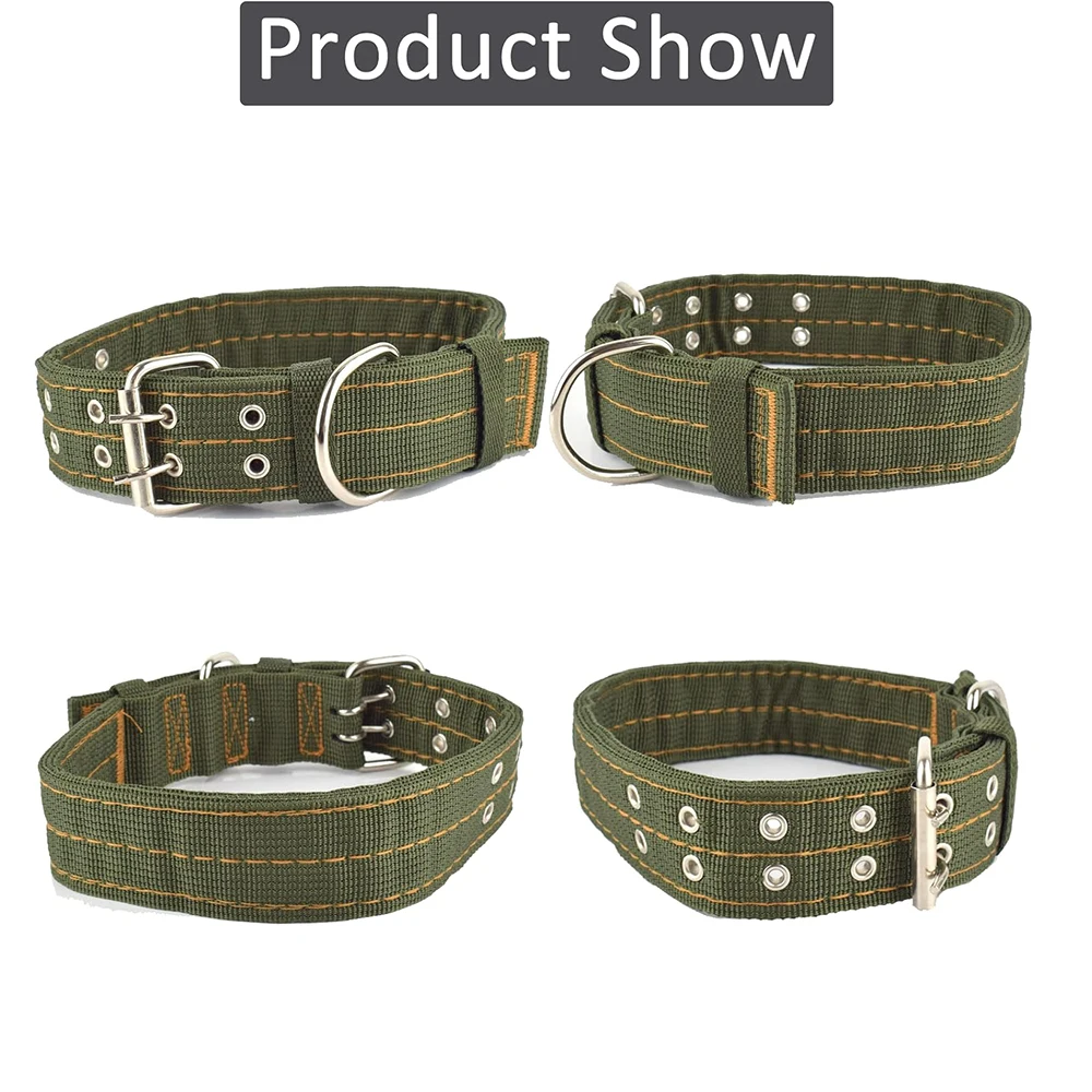 Military Adjustable Dog Collar with Heavy Duty Metal D Ring Buckle for Large Dogs 1.5\'\' Wide Nylon Tactical Dog Collar 2 Sizes