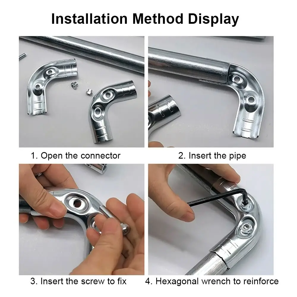 1Pcs Durable Carbon Steel Galvanized Pipe Joint Round 20/25/32mm Tube Connector Rod Support Rack Clothes Display