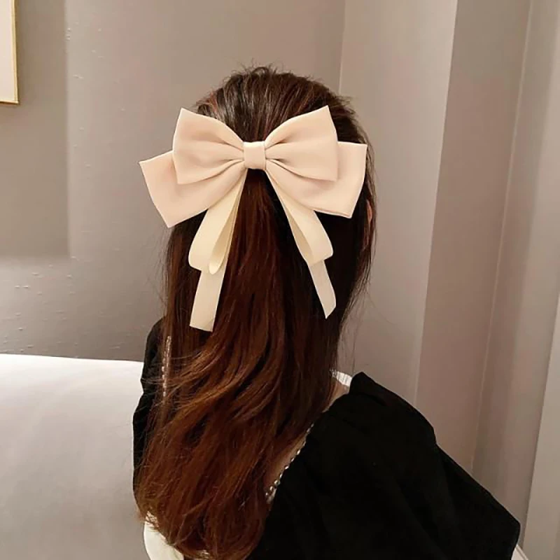 Fashion Big Bow Hairpin Double Ribbon Bowknot Barrette Satin Ponytail Holder Hair Hook Women Girls Hairgrip Hair Accessories