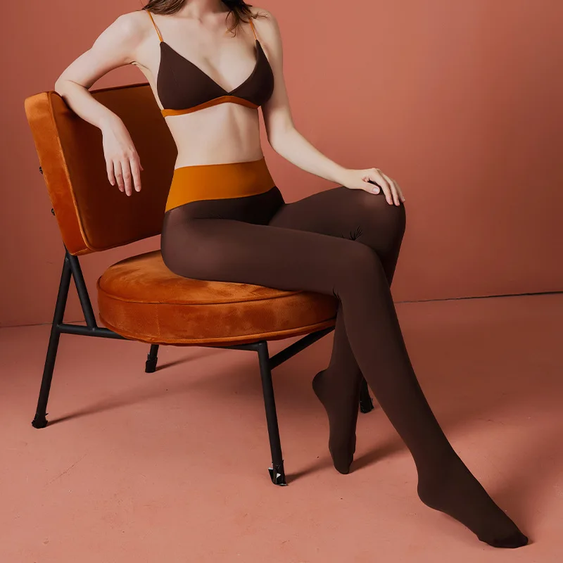 

40-55KG New Women Tights Brown Light Sexy Shaping Pantyhose Contrast Color 80d Velvet Seamless Deep Crotch Silk Stockings