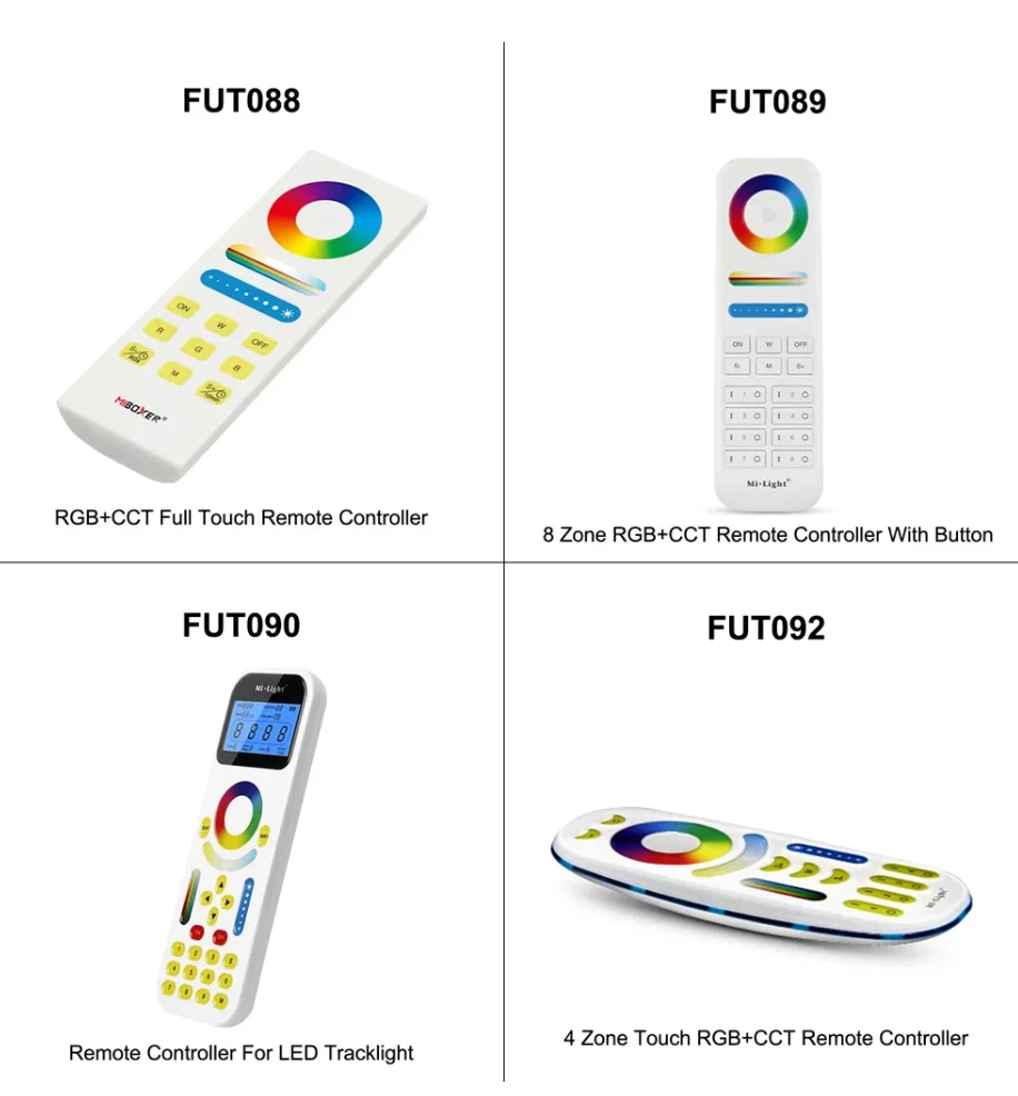 Imagem -06 - Milight-controlador Remoto sem Fio Rgb ww Dimmer 2.4g Fut007 Fut087 Fut089 Fut090 Fut092 Fut095 Fut096 Fut099 B0-b4 b8 m4