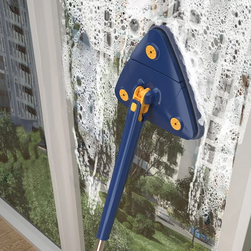 Triangle  Mop 360 Cleaning Mop Telescopic Household Ceiling Cleaning Brush Tool Self-draining To Clean Tiles and Walls