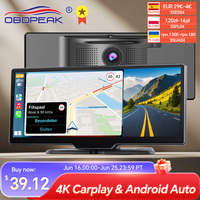10.26'' Dash Cam 4K Car Rearview Mirror Video Player Wireless Carplay Android Auto GPS Car Monitor Multimedia Camera Dashboard