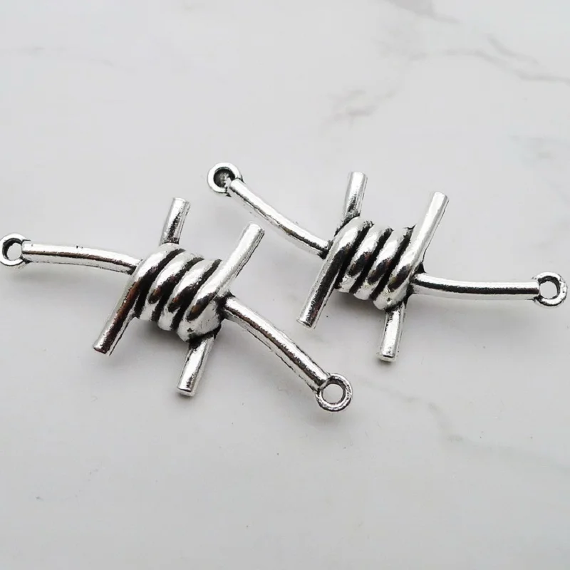 6 Pcs/Lot 18*40mm Antique Silver Color Thistles Thorns Charms Bracelet Connector For DIY Jewelry Making