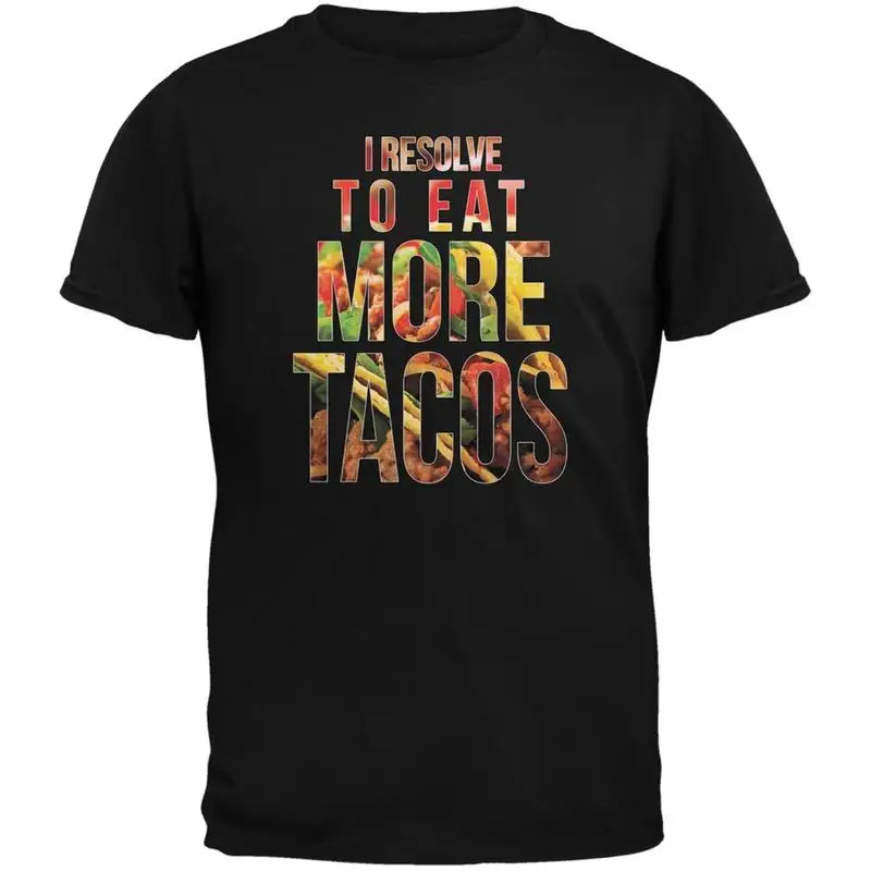 

Черная футболка для взрослых New Years Eat More Tacos