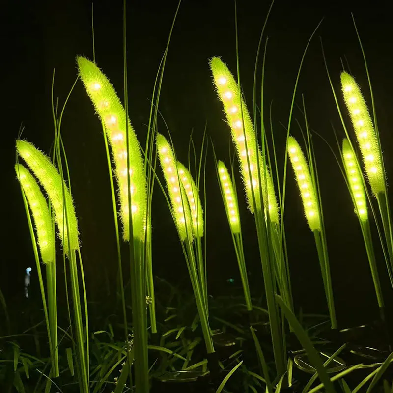 Solar LED Simulation Dog Tail Grass Stake Lights, Waterproof Outdoor Landscape Lawn Lamp for Park Square Courtyard Decoration