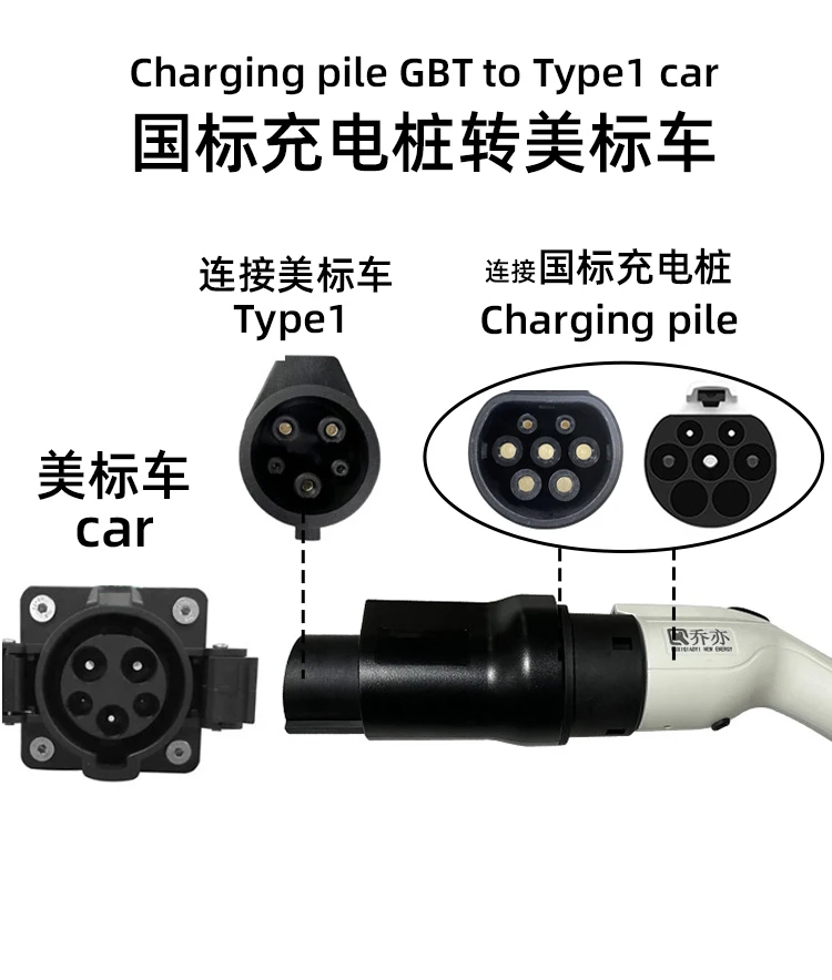 Electric Vehicle Charging Connector Type 2 to Type 1 J1772 EV Adapter Type 1 to Type 2 EVSE Charger Type 1 to Tesla EV Adaptor