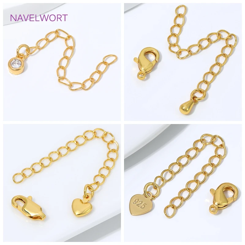5/10Pcs/Lot 18K Gold Plated Extension Chain For Jewelry Making,Brass Tail Chain Connectors,DIY Bracelet Necklace Accessories