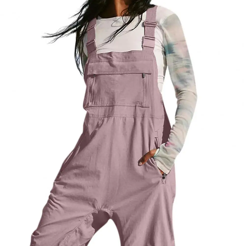 Women Jumpsuit Loose Style Overalls Boho Solid Color Square Collar Playsuits Sleeveless Rompers Summer Casual Clothes
