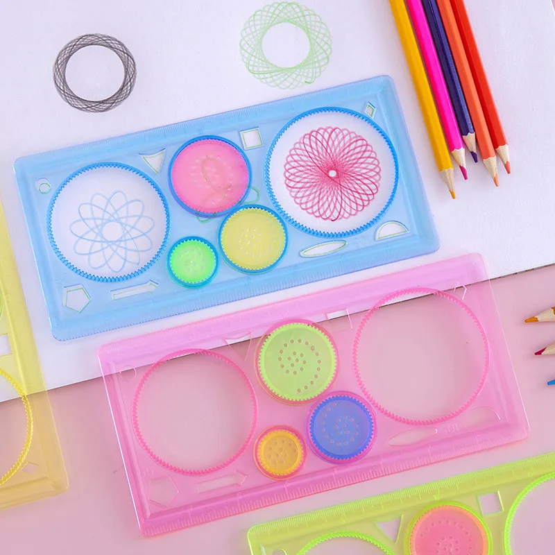 Herramienta de Arte de aprendizaje para niños, rompecabezas multifunción, Spirograph, regla geométrica, herramientas de dibujo para estudiantes, juguetes de dibujo