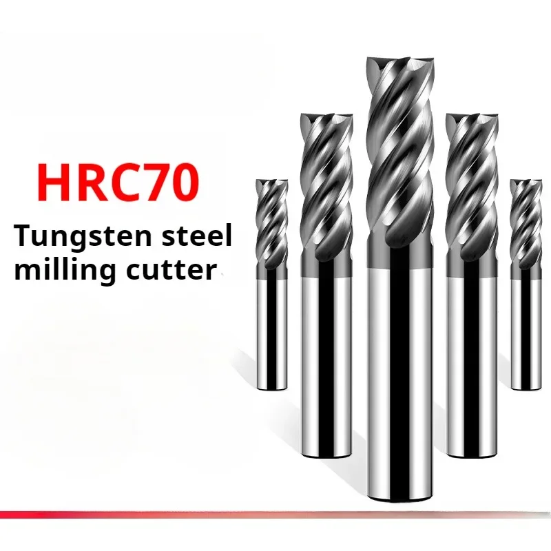 

HRC70 Carbide End Mill Cutter Tool CNC High Hardness 4 Flute 4 5 6 7 8 12 20mm Alloy Carbide Tool Tungsten Steel Milling Cutter