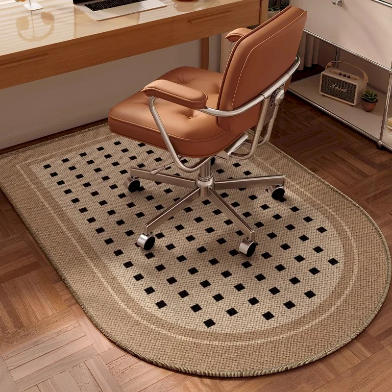 VIKAMA Black Brown Polka Dot Semi-Circular Carpet Entrance Anti Slip Sound-Absorbing Floor Mat Game Room Home Decoration
