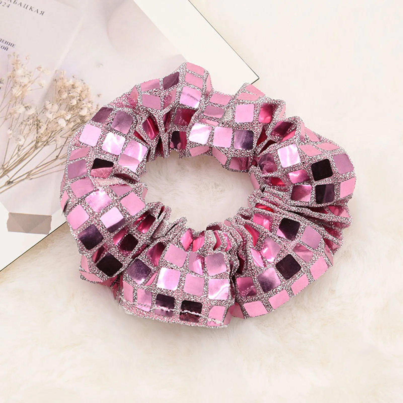 Haargummis mit Glitzer-Schleife, Hochelastische Stylische Haarbänder für Frauen, Glänzende Party-Haaraccessoires