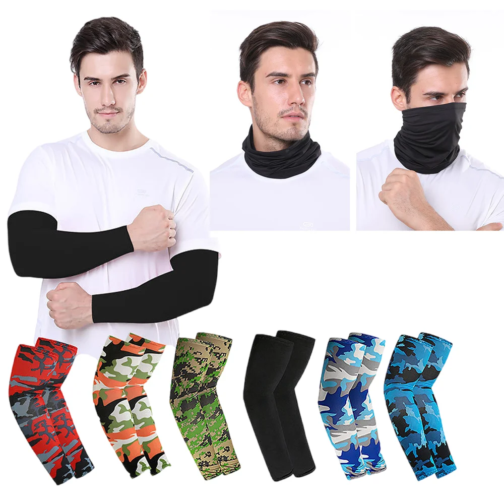 

2-piece Set Men's Sleeves and Face Mask Set Breathable Lightweight Fishing Summer Outdoor Sports Set