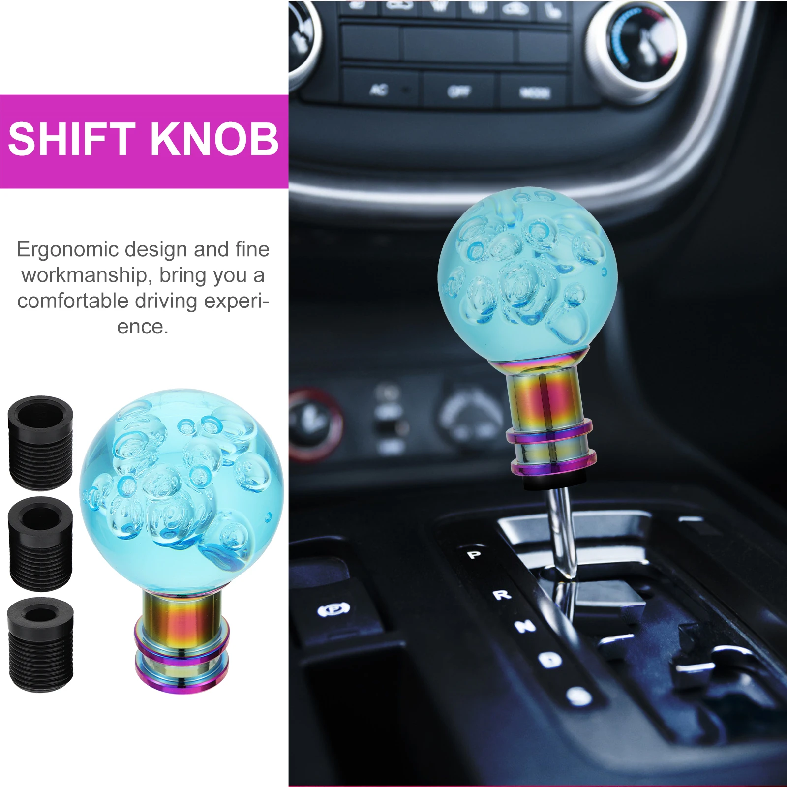 

1 set Acrylic Gear Head Simple Round Car Knob Durable Transparent Manual Shift Adapter Ergonomic Design Suv Truck Decor