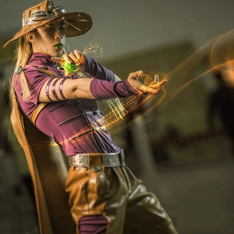 Steel Ball Run Gyro Zeppeli Cosplay JoJo‘s Bizarre Adventure Cosplay Costume Unisex Leather Cloak Cape Uniform Halloween Clothes