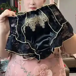 Glossy Satin Lace Women Sexy Underwears Short Panties High Waist Briefs Lingeries Bottoms
