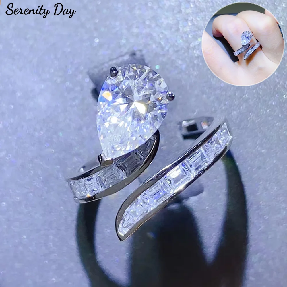 

Кольца Serenity 1ct 2ct 3ct грушевидной огранки D цвета с муассанитом для женщин в подарок 100% стерлинговое серебро S925 с покрытием 18K открытые кольца вечности