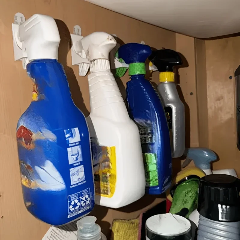 4 Stück wandmontierte Sprühflaschen-Aufbewahrungsregale, geeignet für Reinigungsmittelflaschen in Küche und Bad, platzsparend und sauber. – Detail 8