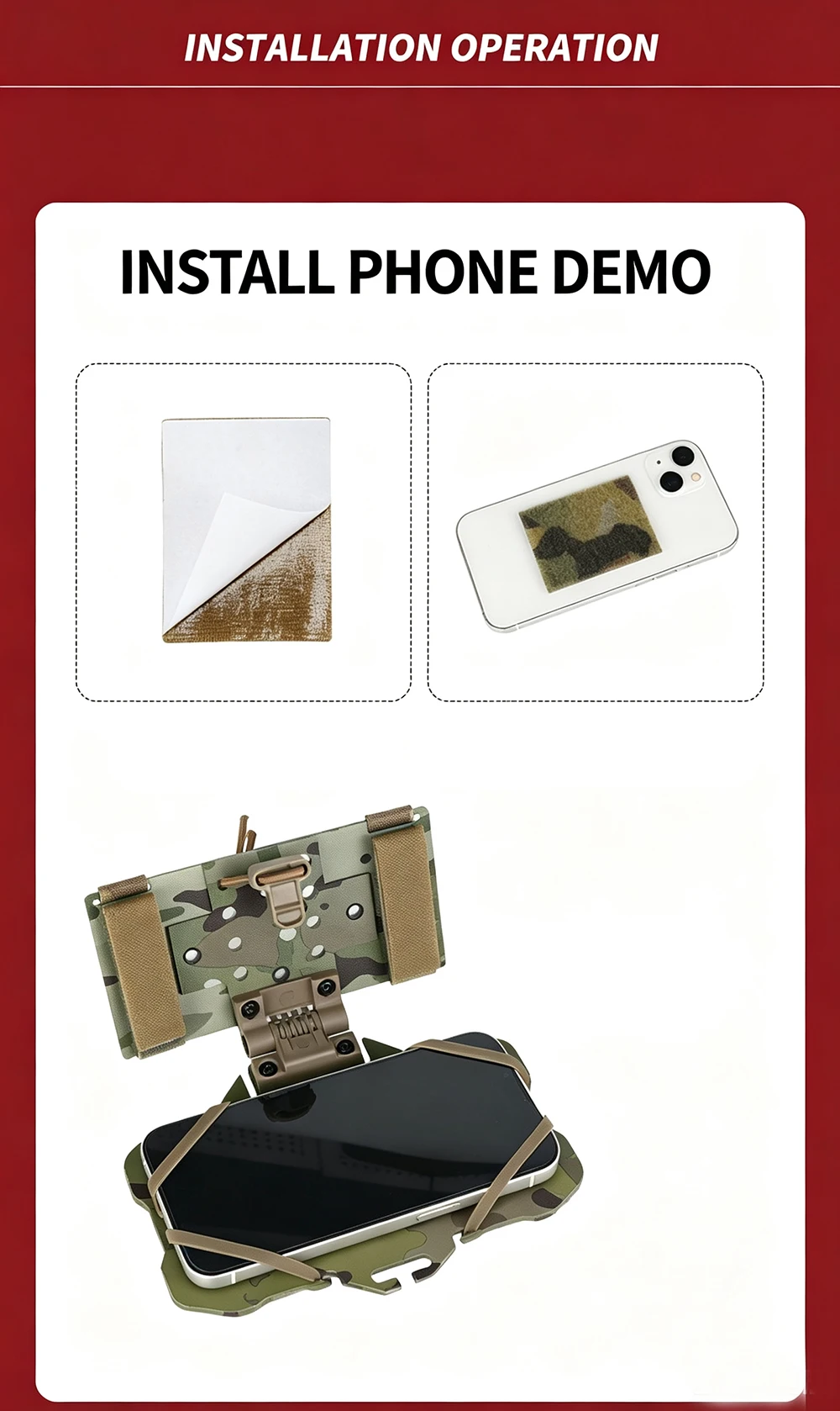 Taktisches Navigationsboard MOLLE-Halterung Handyhalter Taktische Weste Universelle Faltbare Telefonhalterung Airsoft – Detail 3
