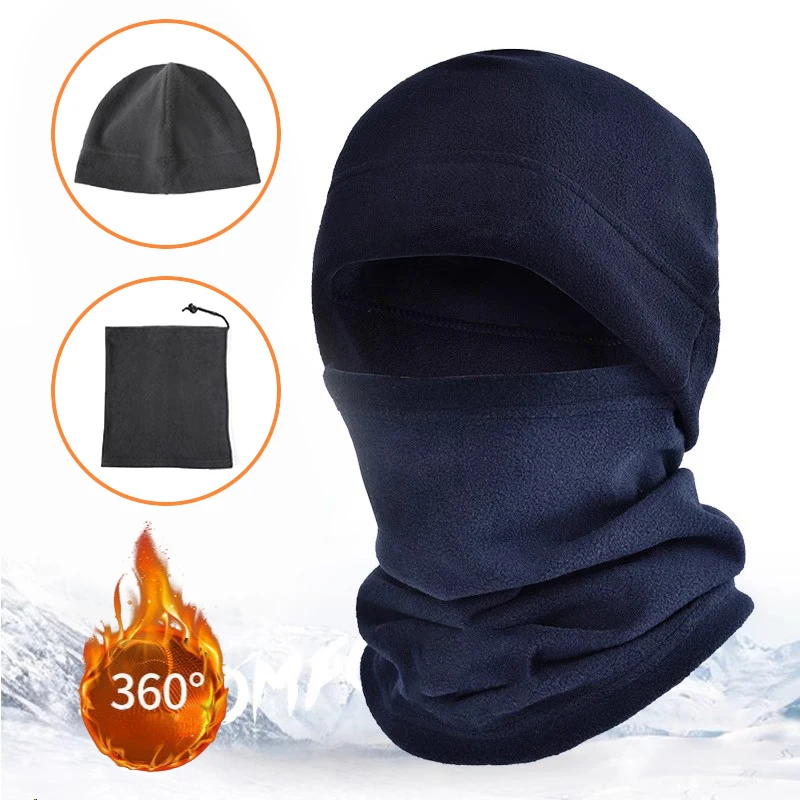 2PC/Set fall and winter sports warm fleece cap wearable blanket outdoor riding ski mask warm shawl set of anti-cold neck set