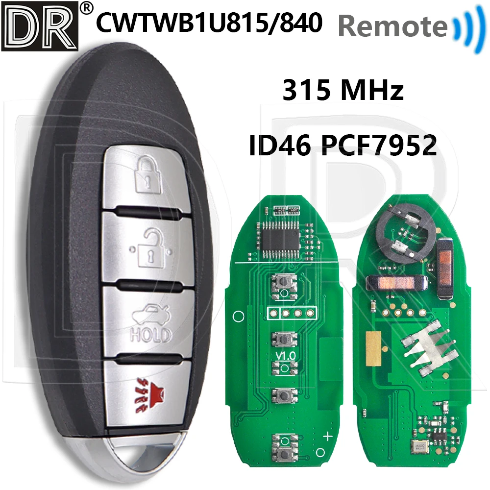 

Great ID46 PCF7952 315MHz CWTWB1U815/840 Keyless Go Car Remote Key For Nissan Sunny Teana Sylphy Sentra Versa Leaf 2013-2019