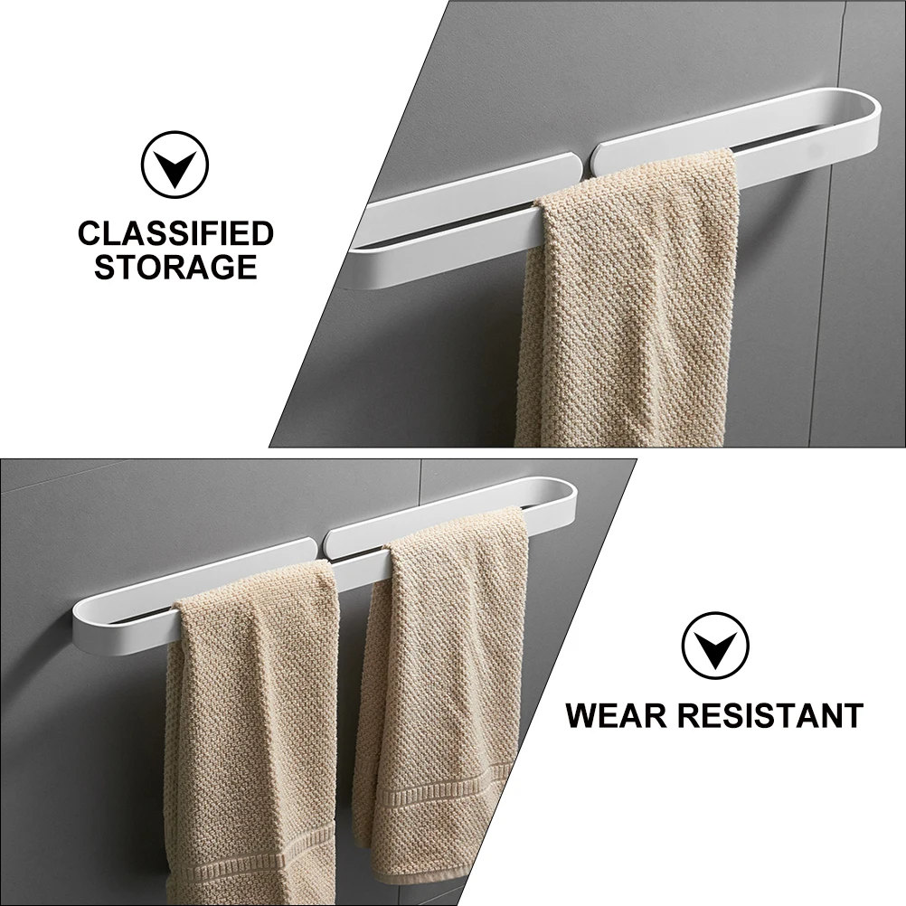

Aluminium Alloy Towel Bar Bathroom Storage Rack Punch-Free Dual-Purpose Towel Holder Organizer Metal Hanger For Small