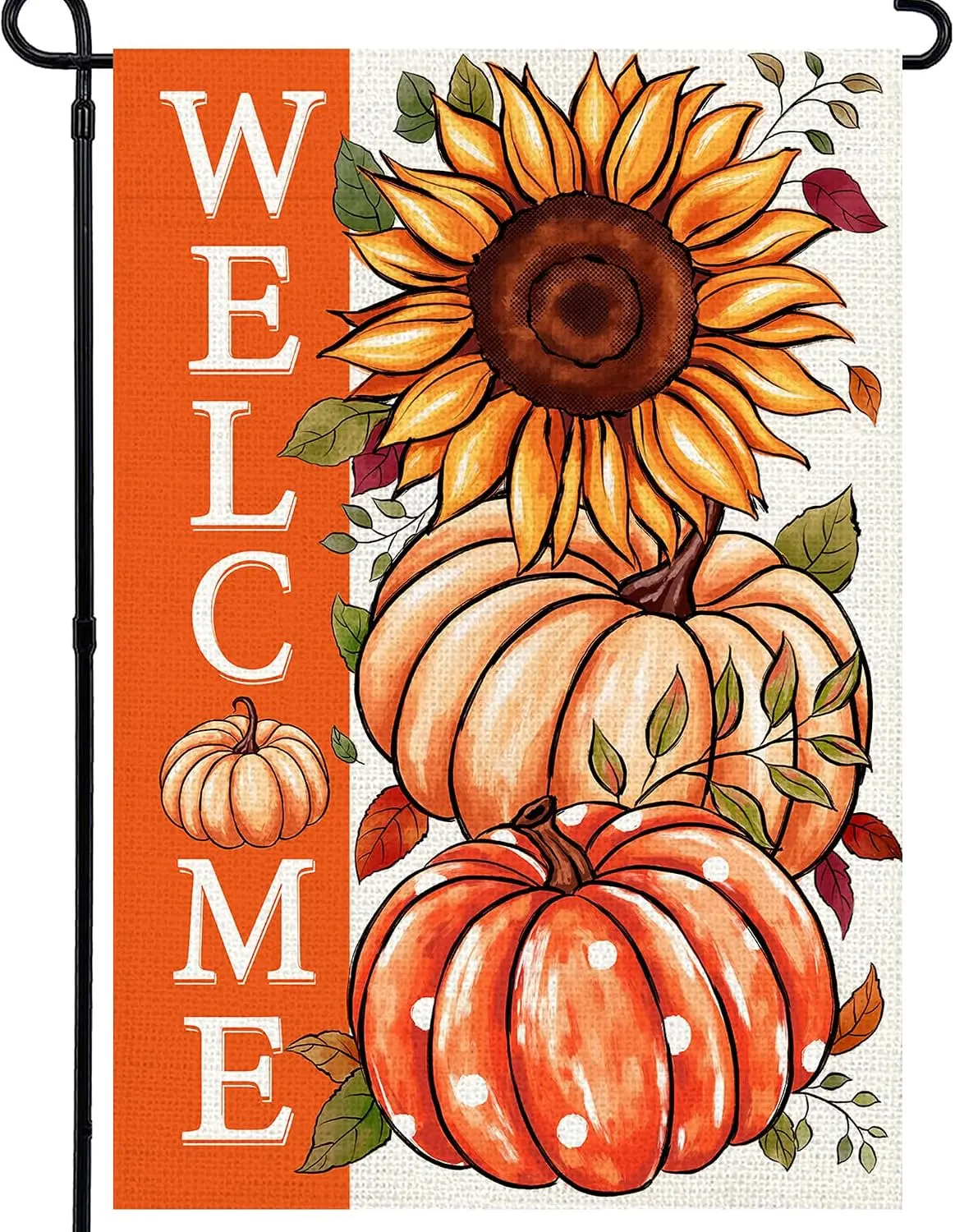 Sunflower Pumpkin Garden Flag 12x18 Inch, Double Sided Autumn Thanksgiving Burlap Flag for Yard Outdoor Decoration llp