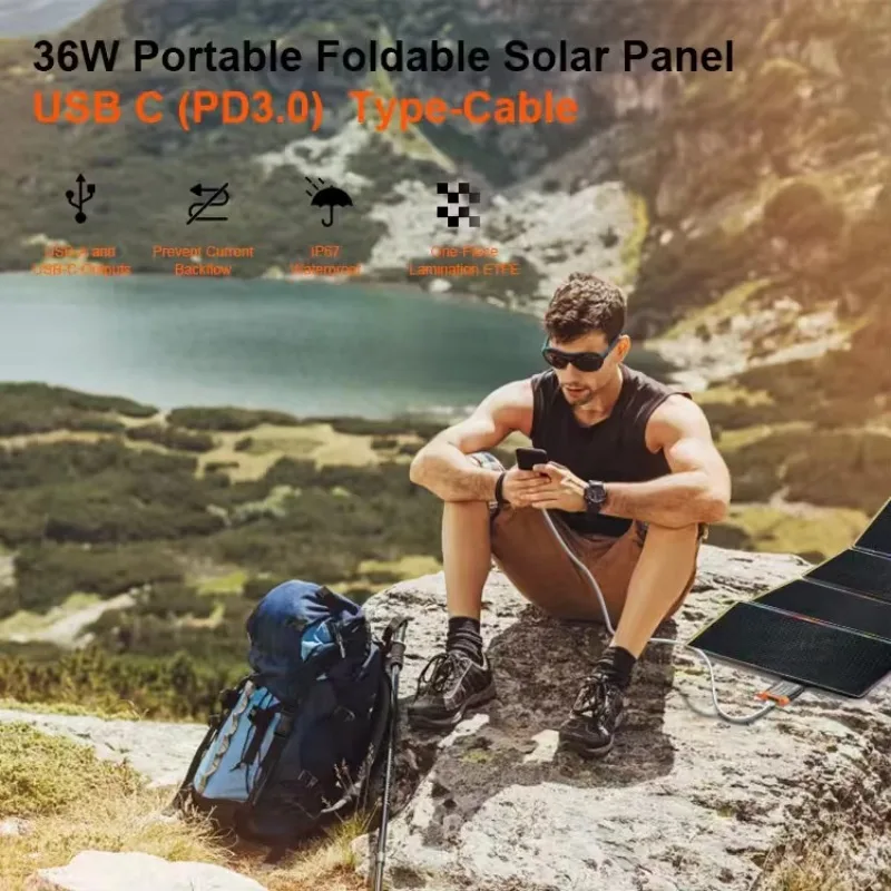 Solar Portable 36W Solar Folding Bags Laptop Phone Charger Foldable Solar Panel Camping Outdoor Polyester 900D CE