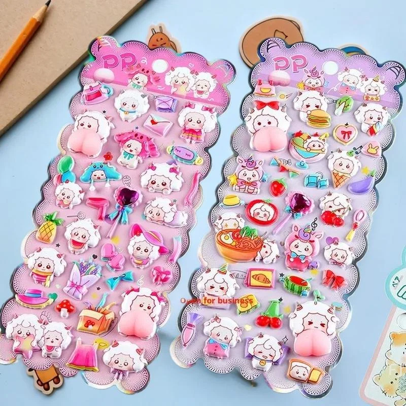 

[YU]Cartoon Animals Lamb Soft Puffy Butt 3D Stickers DIY Scrapbooking Journal Phone Case Decoration Sticker Decompression Gift