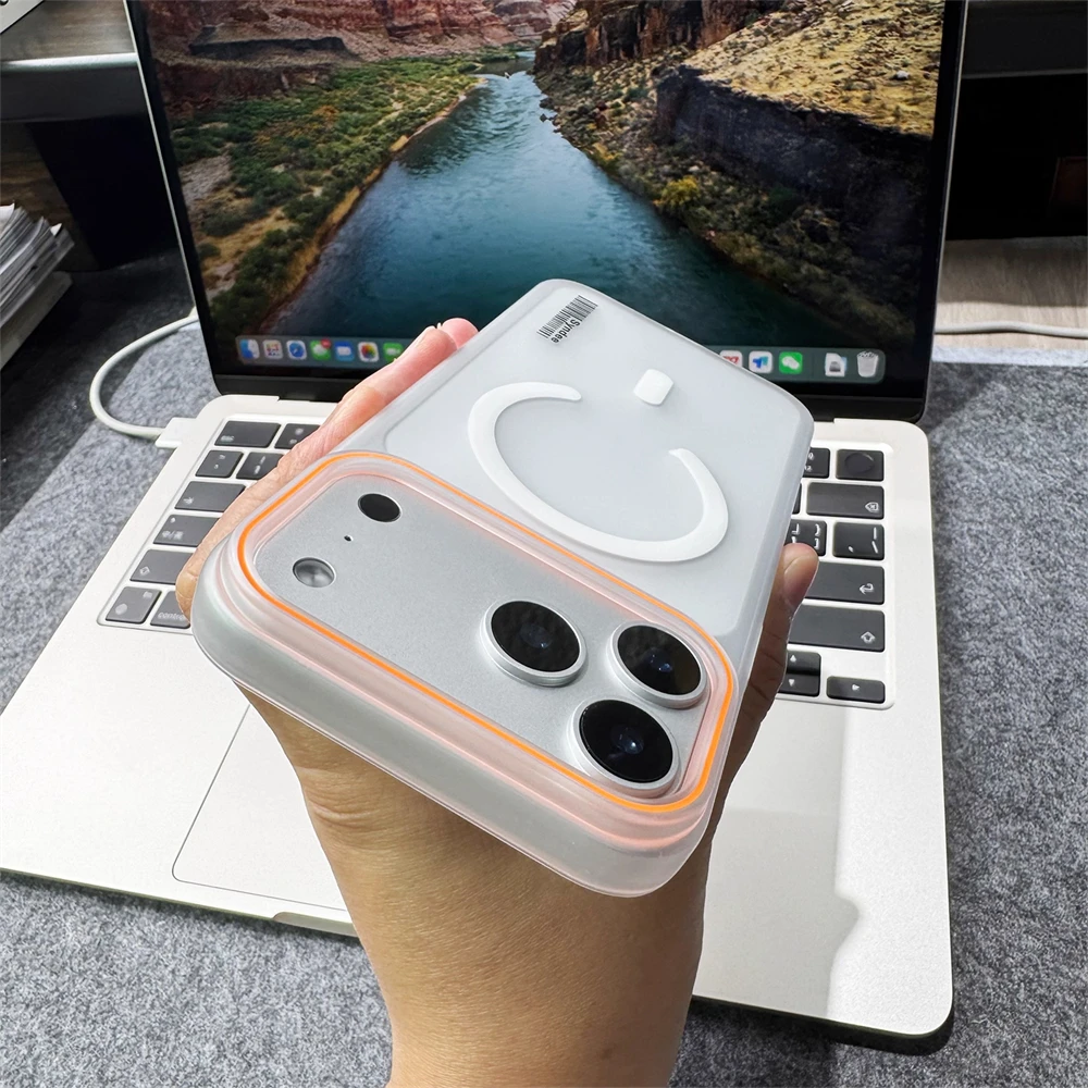Mattierte, durchscheinende, schlanke Hartschale mit Barcode für iPhone 18 17 Pro Max Air 16 15 14 Plus 13 12 Pro mit Magsafe-Magnetabdeckung – Detail 5