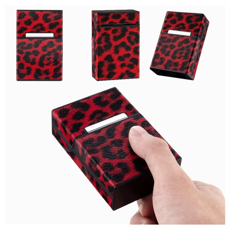 2026 New Leopard Print Italian Cigarette Box Flip Cover Portable Soft Pack Cigarette Box Protective Case Leather Cover