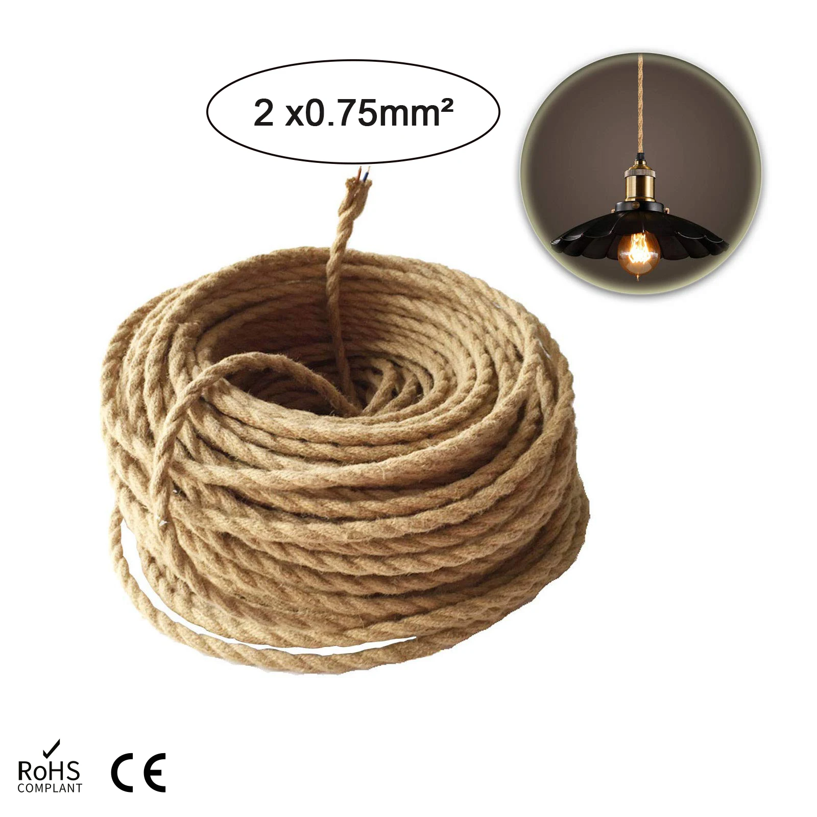 2 Core 0.75mm² Twisted Cable Vintage edison Lamp Cord 3M 30M  Retro Style Light Braided Industrial Electrical Wire lighting cord