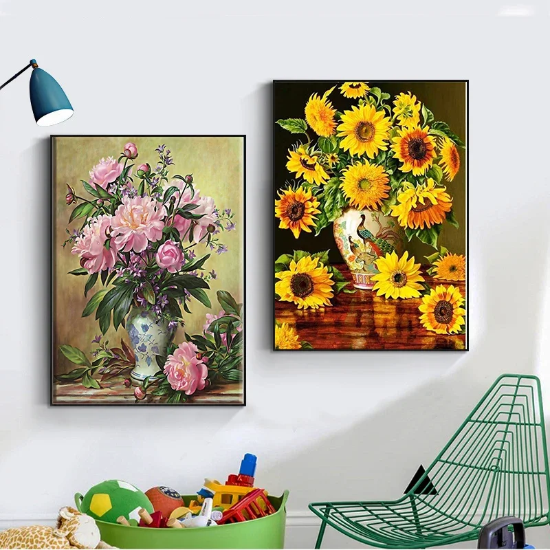 YOUQU-Flower Series 5D DIY Diamond Painting Kit, Embroidery, Full Diamond Mosaic, Handmade Home Decoration