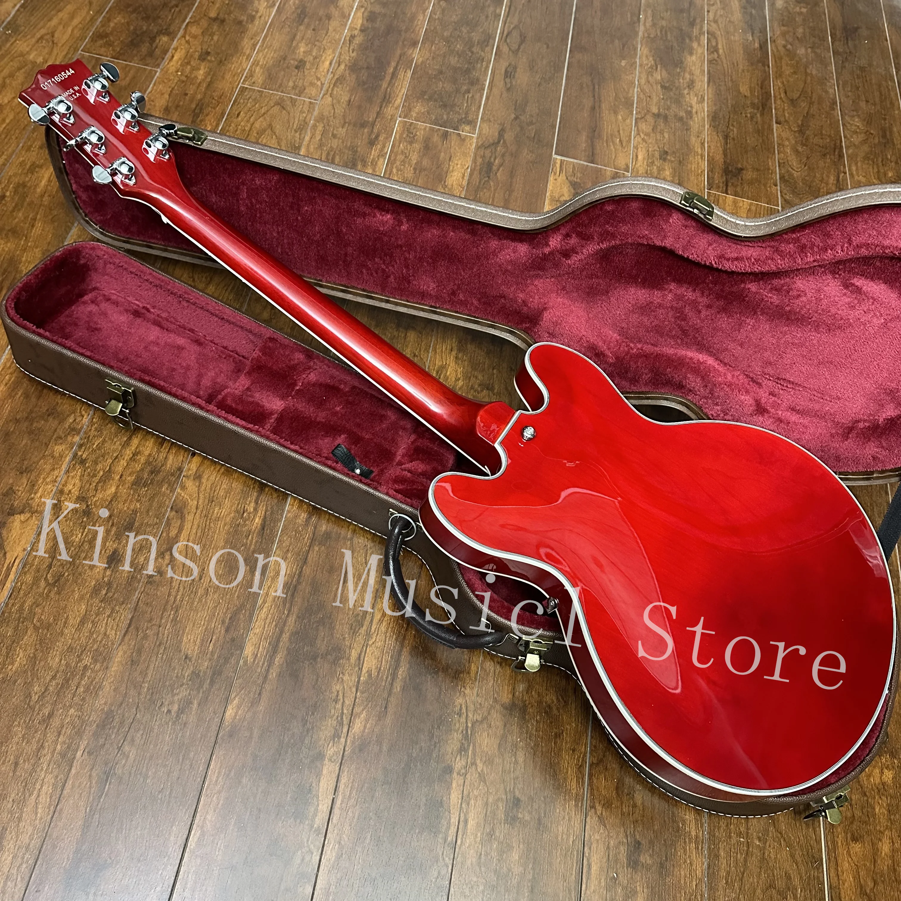 Cherry red  Semi-Hollow Body  Electric Guitar,Chrome Hardware，Fast Shipping