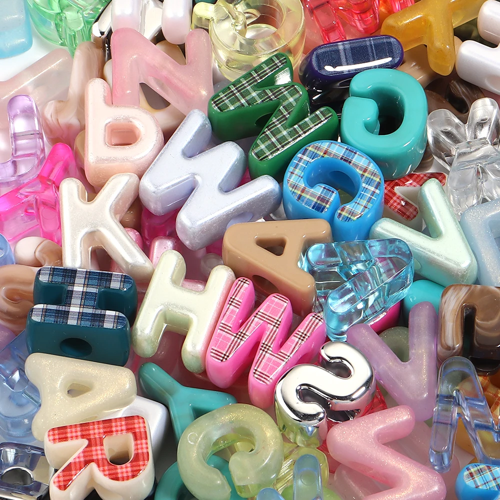 10–20 Stück Acrylperlen mit englischen Buchstaben in verschiedenen Farben, große Lochperlen für die Schmuckherstellung, DIY-Schlüsselanhänger-Zubehör
